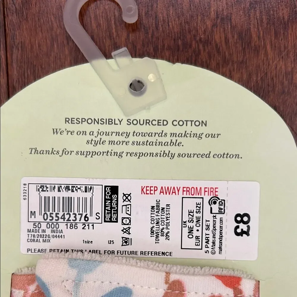 Marks & Spencer Organic Cotton Dribble Bibs - Pastel Multicolor, Set of 2, NWT